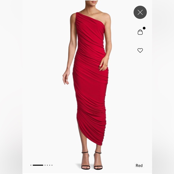 Norma Kamali Diana Ruched One-Shoulder Gown in red - Picture 1 of 3